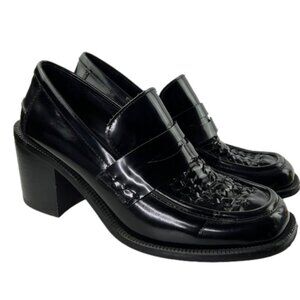 Jeffrey Campbell Black schoolgirl chunky  heel loafer